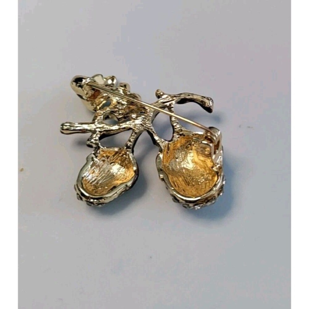 Enamel & Rhinestone Acorn Brooch - Picture 3 of 5